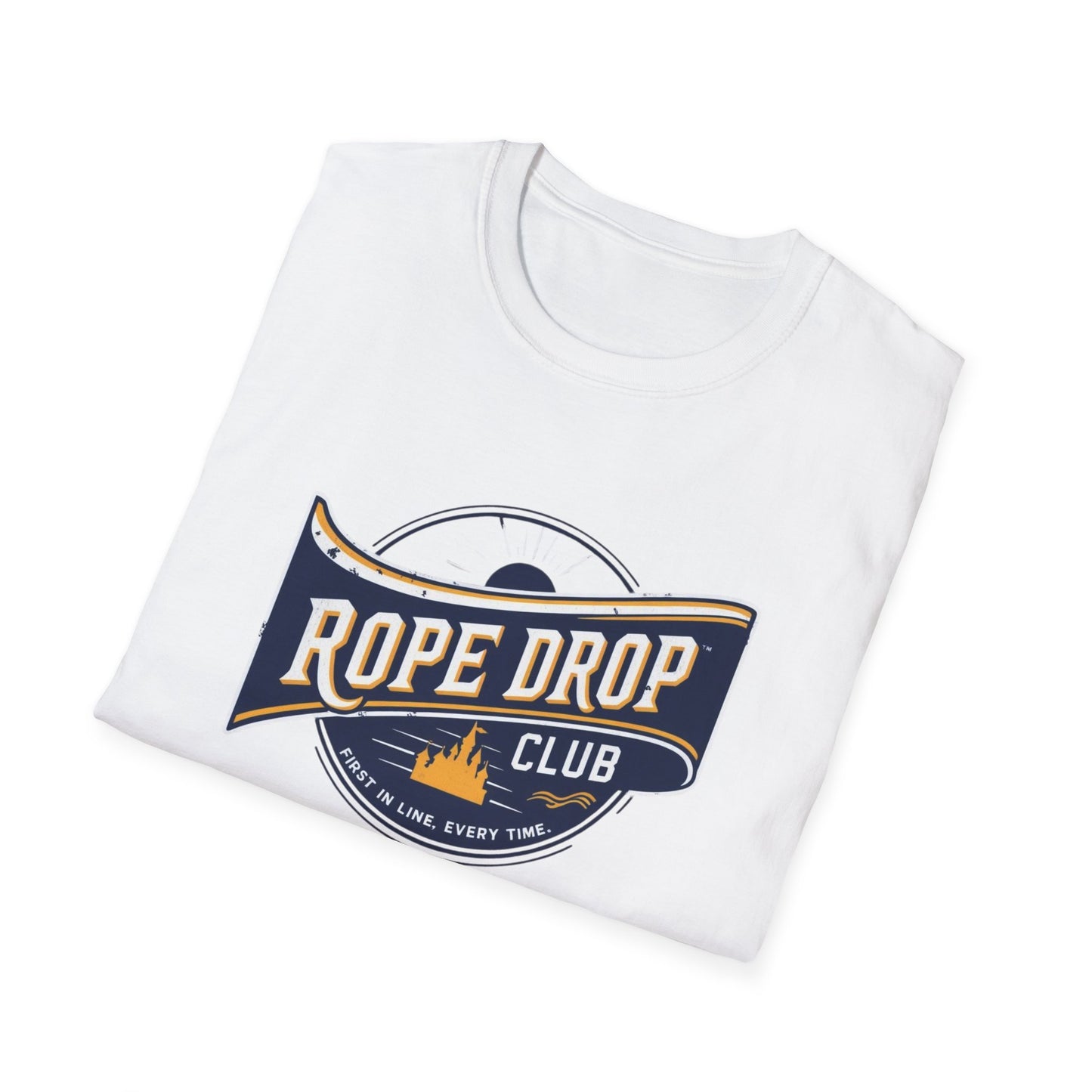 🏁 Rope Drop Club Unisex Softstyle T-Shirt – For the First-in-Line Pros 🏁