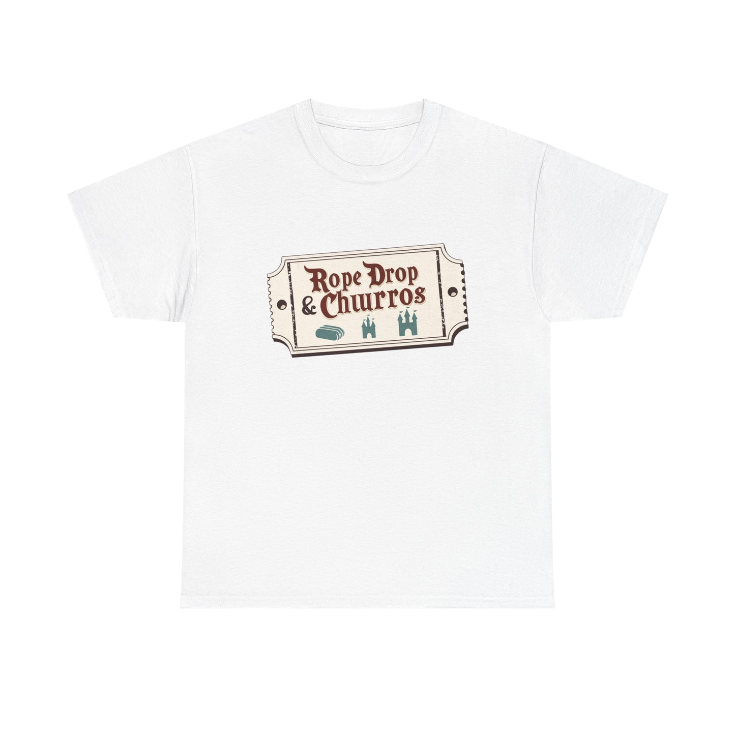 Rope Drop & Churros Unisex Heavy Cotton Tee - Perfect for Theme Park Enthusiasts