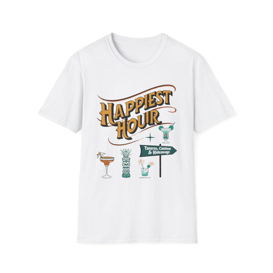 🍹 Happiest Hour Unisex Softstyle T-Shirt – Inspired by Park Lounges & Iconic Drinks 🍹