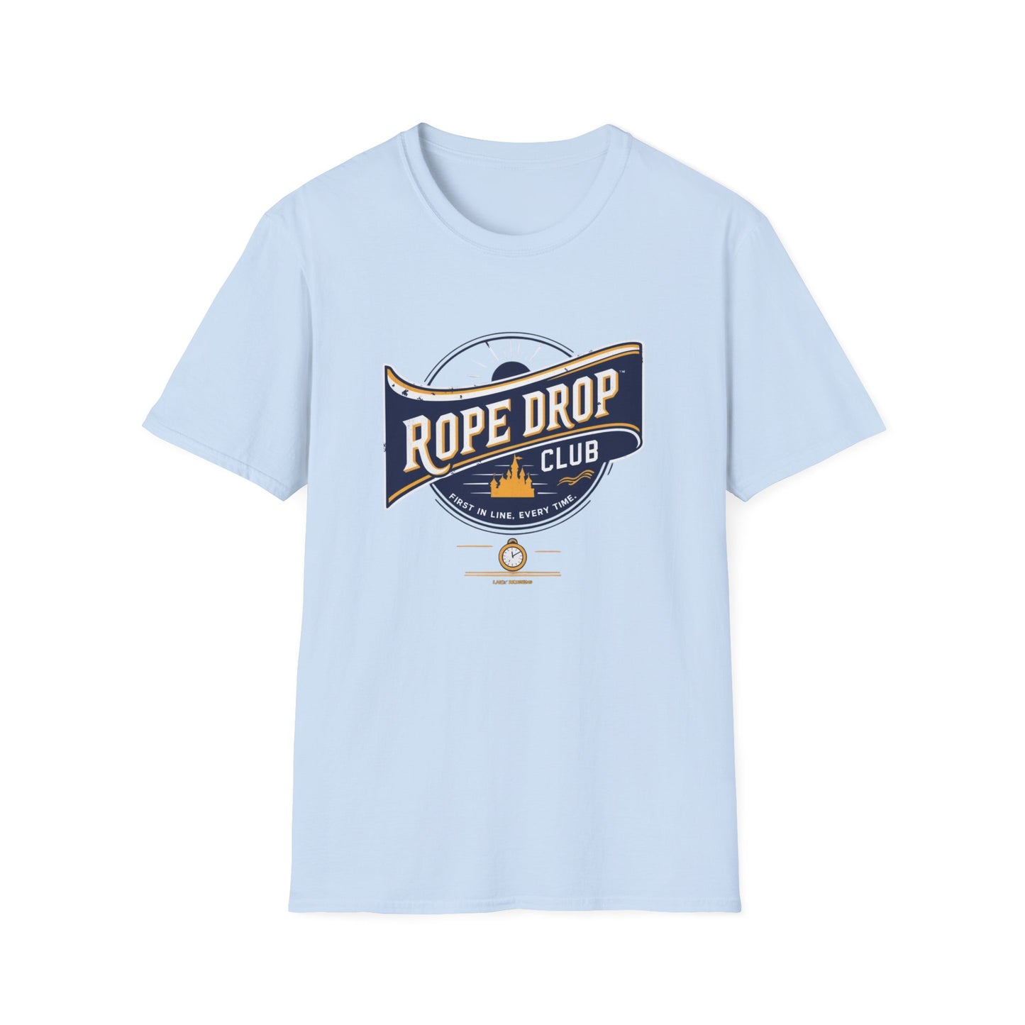 🏁 Rope Drop Club Unisex Softstyle T-Shirt – For the First-in-Line Pros 🏁