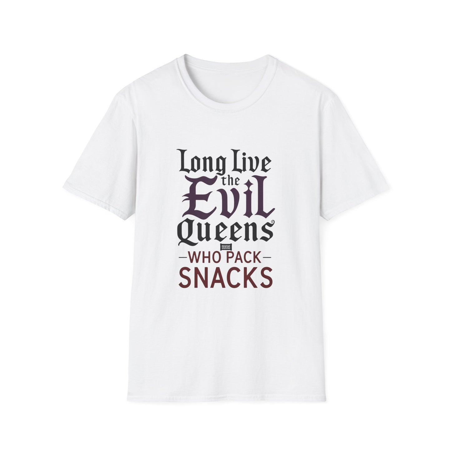 Long Live the Evil Queens Unisex Softstyle T-Shirt - Perfect for Snack Lovers and Halloween Celebrations