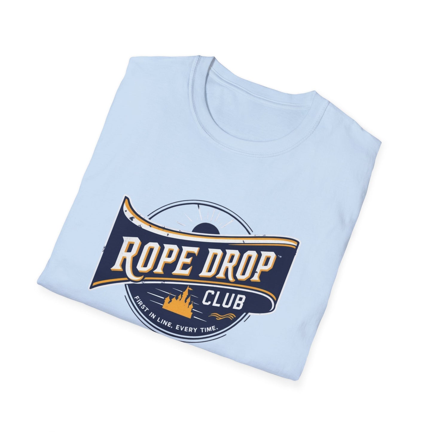 🏁 Rope Drop Club Unisex Softstyle T-Shirt – For the First-in-Line Pros 🏁